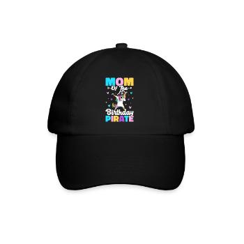 Mom of the Birthday Pirate Pirates Birthday Pirate - Baseballkappe - Schwarz/Schwarz - Vorne