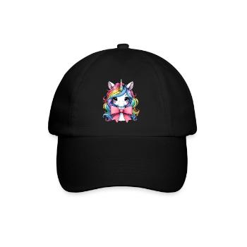 Coquette Bow Unicorn Mothers Day Pink Bow - Baseball Cap - black/black - Front