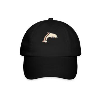 Dolphin Ocean Animal Retro Line Art - Baseball Cap - black/black - Front