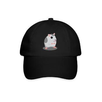Cute gray hamster cartoon - Baseball Cap - black/black - Front