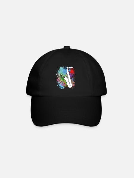 Saxophone sur les taches de peinture - Casquette classique - noir/noir