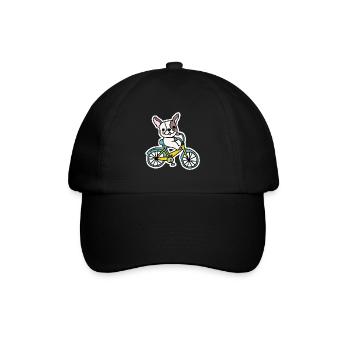 Französisches Bulldoggen-Fahrrad Hund Frenchie - Baseballkappe - Schwarz/Schwarz - Vorne
