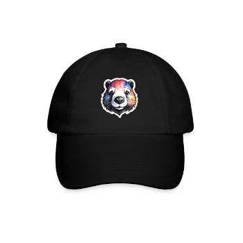 Biber Cool und Cool bunte Aquarelle - Baseballkappe - Schwarz/Schwarz - Vorne