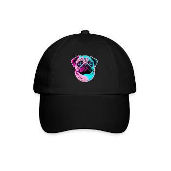 Vaporwave Pug Dog Chiot - Casquette classique - noir/noir - Devant