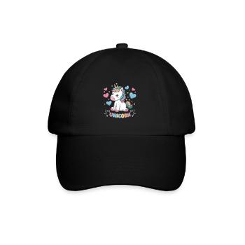 Licorne Kawaii mignonne avec des cœurs - Casquette classique - noir/noir - Devant