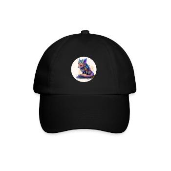 Animal fox fantasy and cute - Baseball Cap - black/black - Front