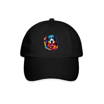 Berner Sennenhund in Regenbogenfarben - Baseballkappe - Schwarz/Schwarz - Vorne