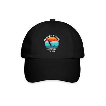 Water skis, water skis, water skiers - Baseball Cap - black/black - Front