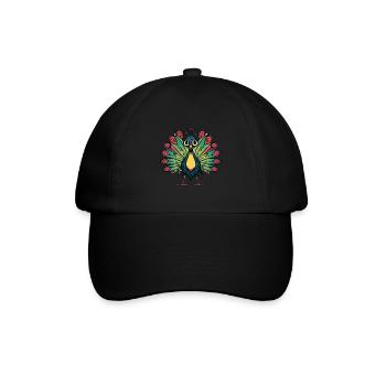 Peacock Bird Halloween Comic Funny - Baseball Cap - black/black - Front