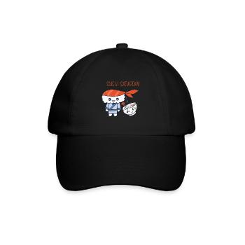 Kawaii Japanese Food Salmon Salmon Sushi Roll - Baseball Cap - black/black - Front