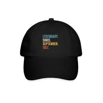 Legendary Since September 1957 65. Geburtstag - Baseballkappe - Schwarz/Schwarz - Vorne