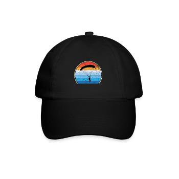 Retro Fallschirm Fallschirmspringen Skydiving - Baseballkappe - Schwarz/Schwarz - Vorne