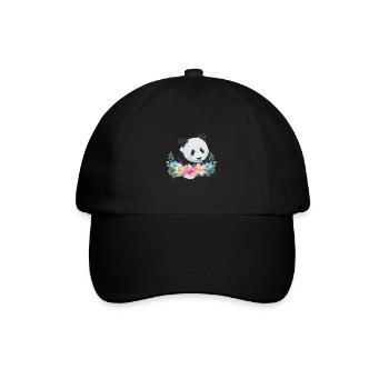 Panda Bear Gift Flowers Panda - Baseball Cap - black/black - Front