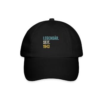 80 Jahre Legendär Seit 1943 80. Geburtstag - Baseballkappe - Schwarz/Schwarz - Vorne