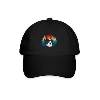 Dog Bostie Gift Retro Boston Terrier - Baseball Cap - black/black - Front