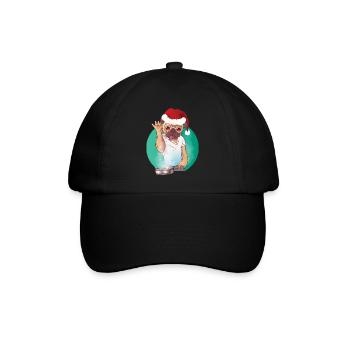 Boiling dog with glasses and santa hat - Baseball Cap - black/black - Front