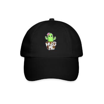 Kawaii Kaktus Hug Me lustige Manga Geschenkidee - Baseballkappe - Schwarz/Schwarz - Vorne
