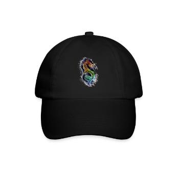Drache Dragon - Baseballkappe - Schwarz/Schwarz - Vorne