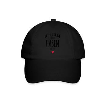 Ich liebe Hasen Häschen Geschenke - Baseballkappe - Schwarz/Schwarz - Vorne