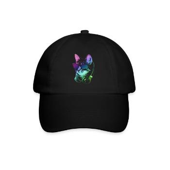 DJ Cat In Neon Lights - Baseball Cap - black/black - Front