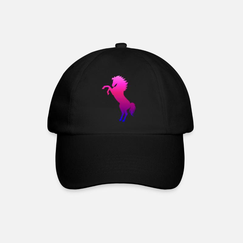 steigendes Pferd pink - Pferde Geschenk - Baseballkappe - Schwarz/Schwarz