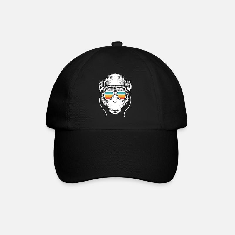 Musikaffe - Baseballkappe - Schwarz/Schwarz