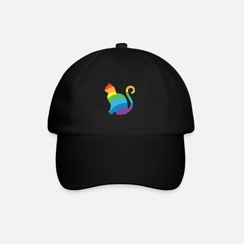 chat arc en ciel - Casquette classique - noir/noir