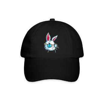 Visage mignon de lapin de Pâques utilisant le cadeau en verre de léopard - Casquette classique - noir/noir - Devant
