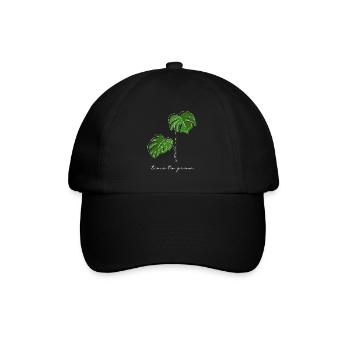 Monstera, Lineart, plant, Pflanze, Leaf, Minimal - Baseballkappe - Schwarz/Schwarz - Vorne