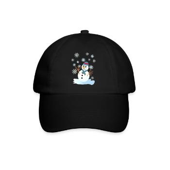 snowman and snowflakes cool christmas - Baseball Cap - black/black - Front