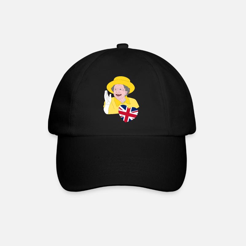 Britische Königin Elizabeth II. mit Union Jack - Baseballkappe - Schwarz/Schwarz