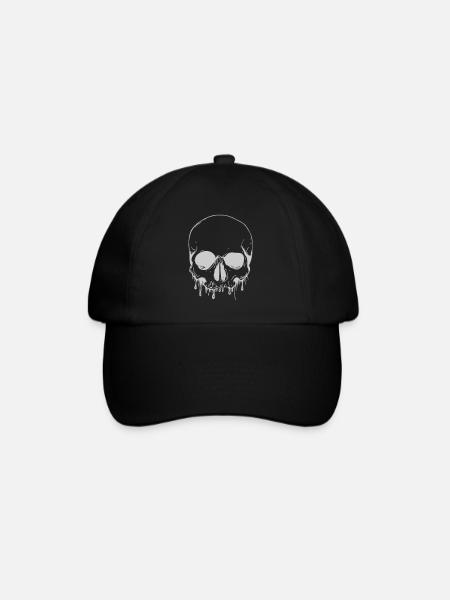 Skull in Silver - Schädel in Silber - Baseballkappe - Schwarz/Schwarz