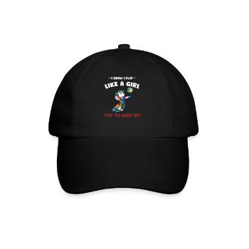 Ich weiß, ich spiele Volleyball wie ein Mädchen - - Baseballkappe - Schwarz/Schwarz - Vorne