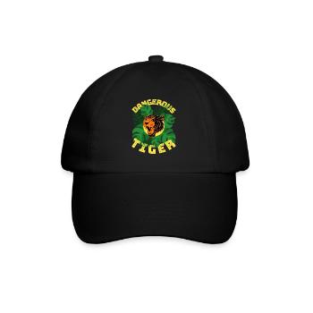 Dschungel Tiger gefährlich Tier Blätter Geschenk - Baseballkappe - Schwarz/Schwarz - Vorne