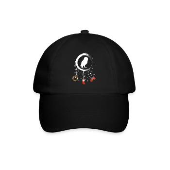 Eule Weihnachten Weihnachtstraumfänger - Baseballkappe - Schwarz/Schwarz - Vorne
