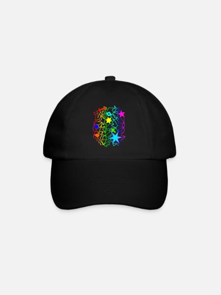 bunte Sterne Pfeile Regenbogen Ornamente - Baseballkappe - Schwarz/Schwarz