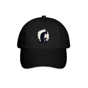 Chat noir avec tasse de café - Casquette classique - noir/noir - Devant