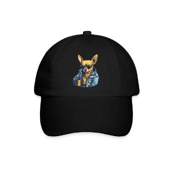 Chihuahua cool avec des vêtements Vêtements Lunettes - Casquette classique - noir/noir - Devant