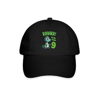 Ich bin schon 9 Jahre alt - Kindergeburtstag Dino - Baseballkappe - Schwarz/Schwarz - Vorne