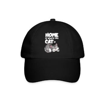 Zuhause ist dort wo meine Katze ist - Baseballkappe - Schwarz/Schwarz - Vorne