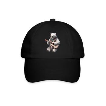 Polar bear polar bear with scarf playing guitar - Baseball Cap - black/black - Front