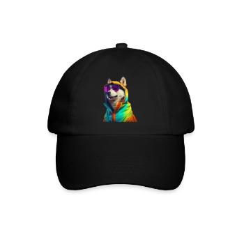 Husky avec lunettes de soleil Coloré Cool Huskies Chien - Casquette classique - noir/noir - Devant