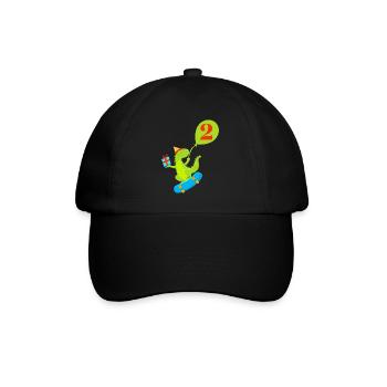 2nd Birthday Cute Dinosaur - Baseball Cap - black/black - Front