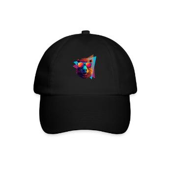 Capybara with sunglasses 80s style - Baseball Cap - black/black - Front