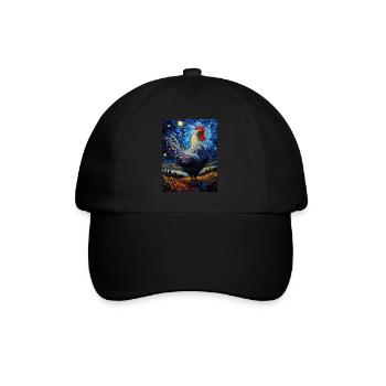 Rooster, Van Gogh, Starry Night, Animal, Chicken - Baseball Cap - black/black - Front