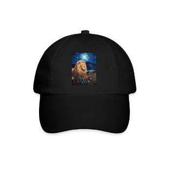 Lion, Van Gogh, Nuit Étoilée, Animal, Lions - Casquette classique - noir/noir - Devant