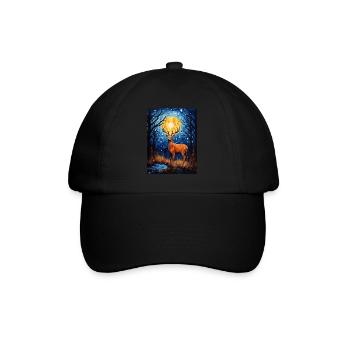 Cerf, Van Gogh, Nuit Étoilée, Animal - Casquette classique - noir/noir - Devant