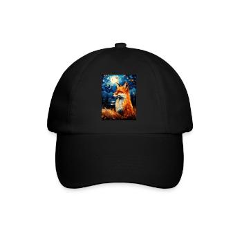 Fuchs Van Gogh Style - Baseballkappe - Schwarz/Schwarz - Vorne