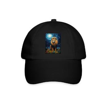 Lion, Van Gogh, Nuit Étoilée, Animal, Lions - Casquette classique - noir/noir - Devant