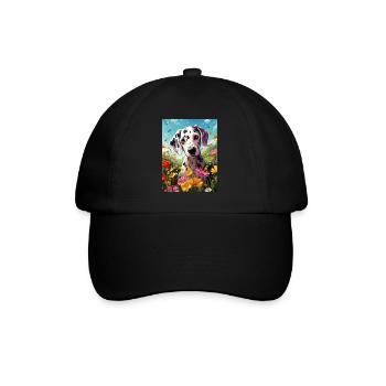 cute dalmatian in flowers - Baseball Cap - black/black - Front